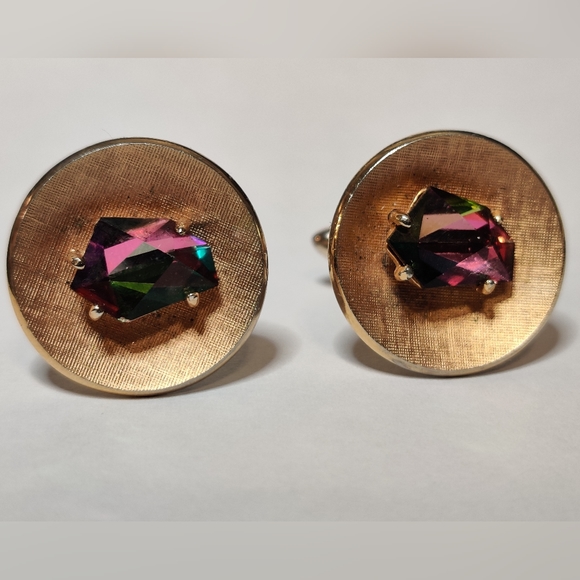 Vintage Swank Watermelon Crystal Cufflinks - Picture 9 of 10